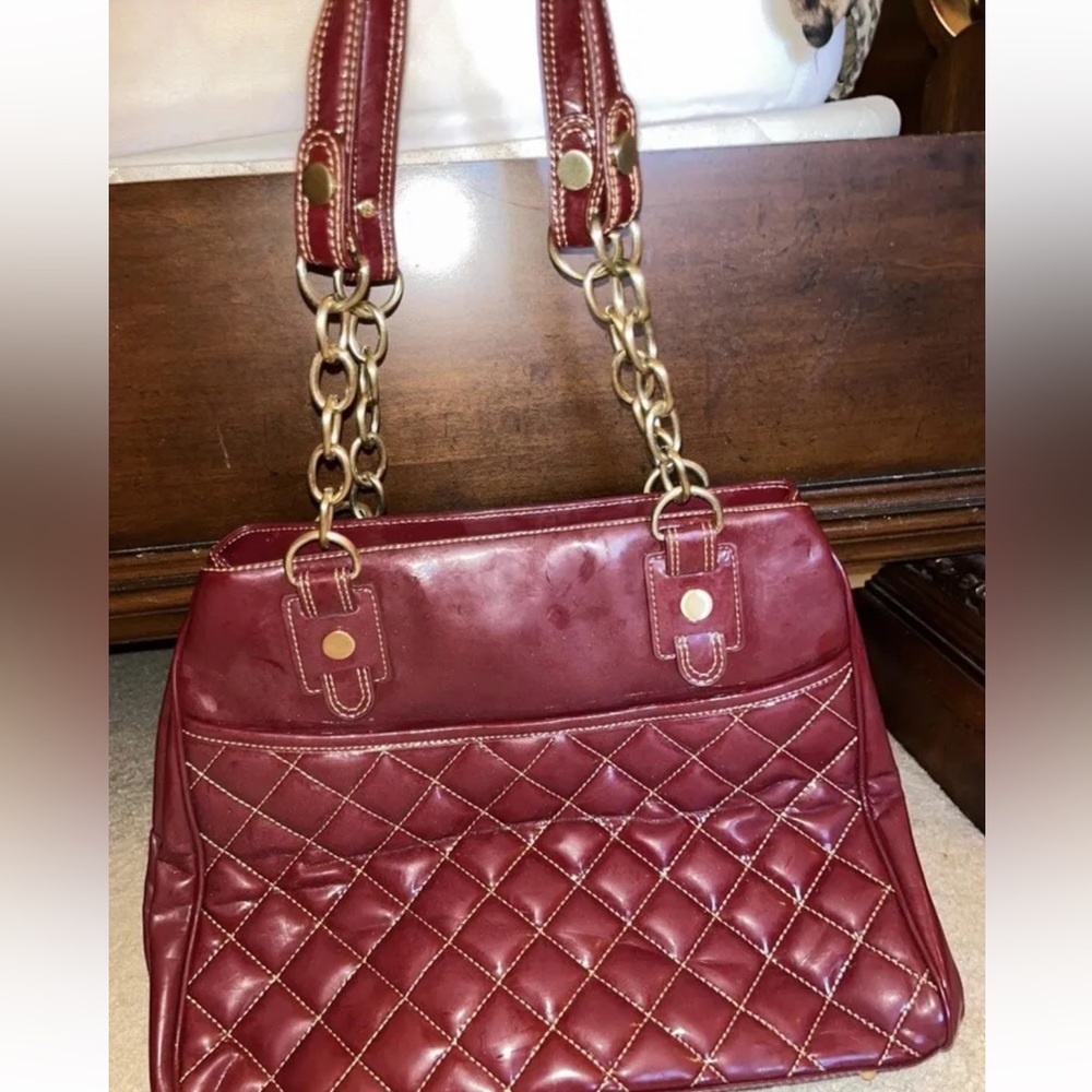 Maxx New York Faux Patent Leather Shoulder Bag